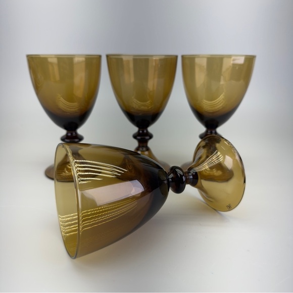 Set of 4 Diane Von Furstenberg 
Handblown Amber Wine Glasses - Picture 9 of 10